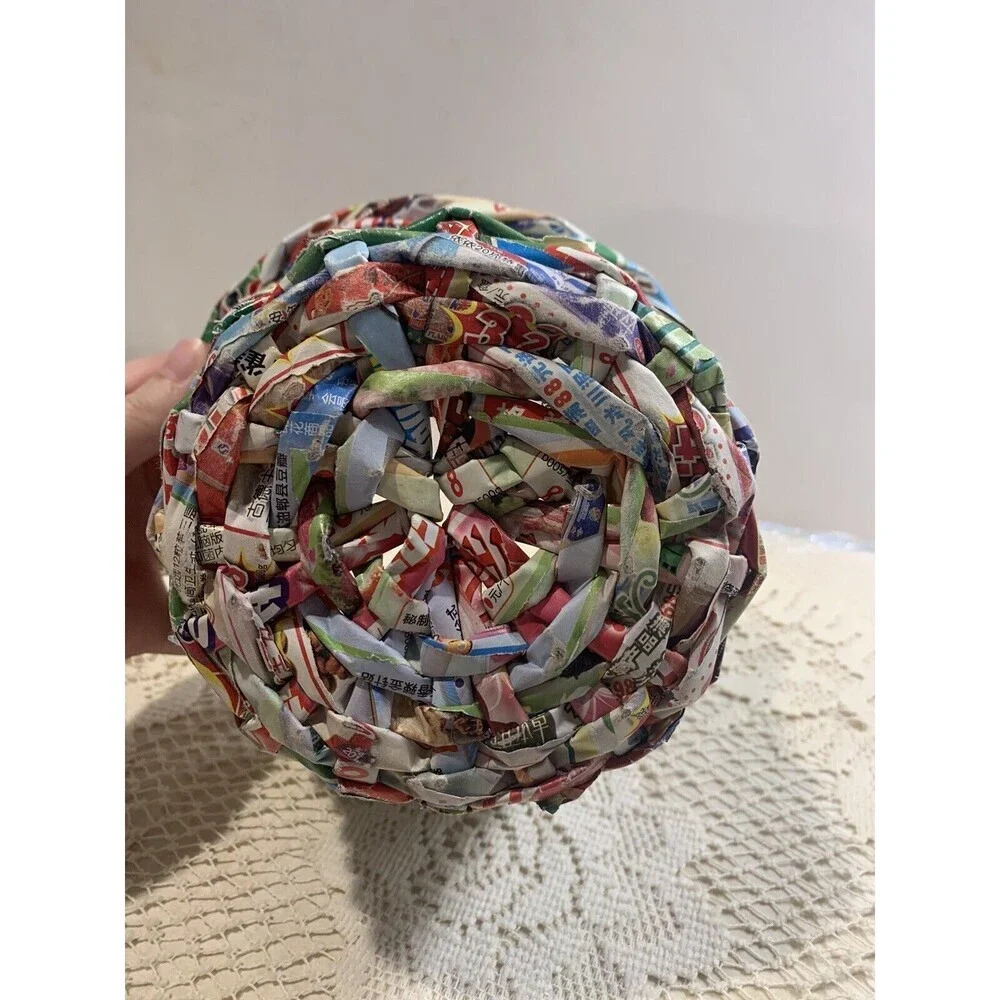 Up cycled Magazine Recycled Paper Weave Basket Planter Pot Holder Boho Unique - Picture 4 of 8